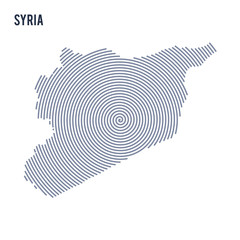 Vector abstract hatched map of Syria with spiral lines isolated on a white background.