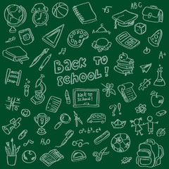 Background consisting of objects of school supplies