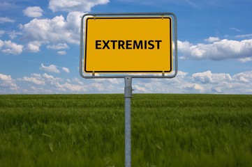 POLITICAL VIEW - image with words associated with the topic EXTREMISM, word, image, illustration