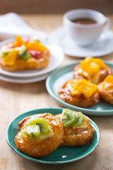 kiwi fruit and fruit pastry for coffee break