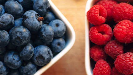 Blueberries and raspberries