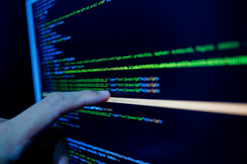 finger touch screen on monitor  Java code. Programming language screen