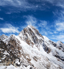 Panorama of Pumori Mount - view from Kala Patthar in Sagarmatha National Park, Nepal Himalaya