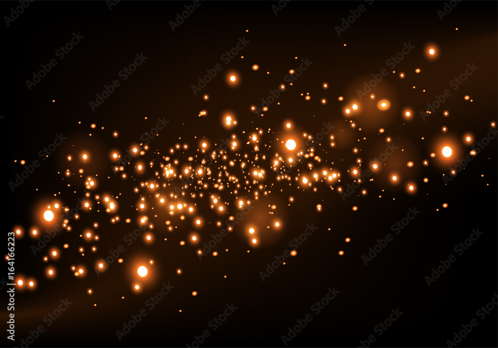 Poster golden glowing lights effects isolated on transparent background golden star and sparkles or gold pa