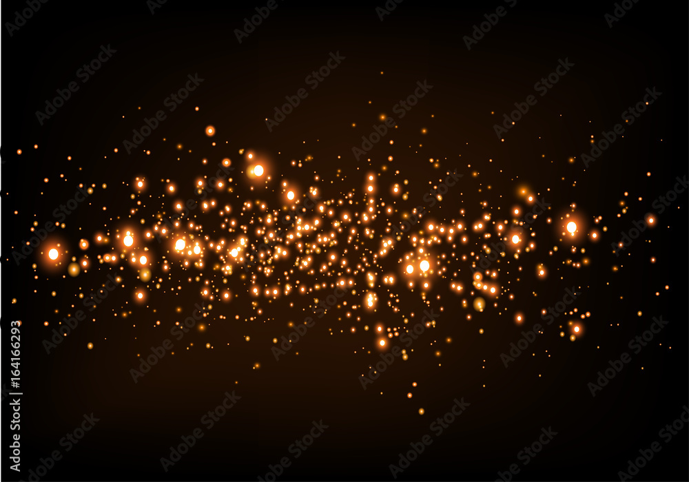 Poster golden glowing lights effects isolated on transparent background golden star and sparkles or gold pa
