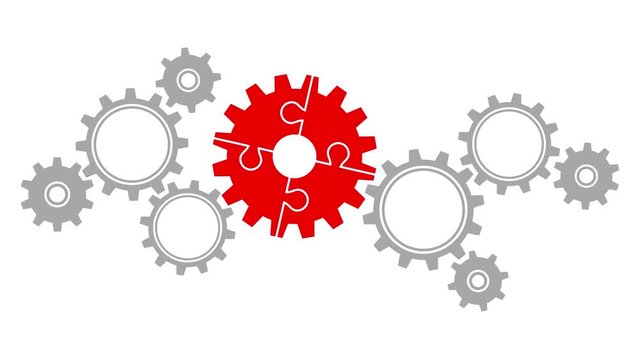 Video Turning Gears Border Big/Small Puzzle Red/Grey