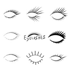 Vector realistic eyelash textures.