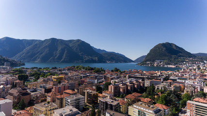 Aerial view of Lugano city