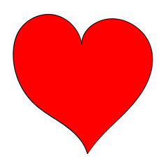 Hand-drawn asymmetrical red heart
