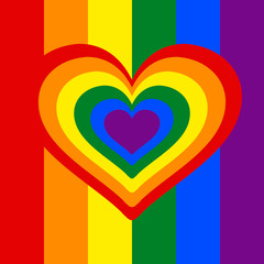 Rainbow heart, Heart, lgbt color . symbol of homosexual love, Vector illustration.