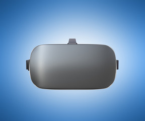 Black and White VR Virtual Reality Headset front Isolated on blue Background 3D Illustration