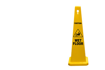Sign warning ,Yellow sign wet floor caution