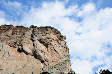 Fototapeta premium rock formations at the DaLong waterfall scenic area within Yandangshan scenic area near Yandang Town, Yueqing County, Zhejiang province China.