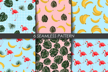 Summer patterns collection. Seamless texture. Vector. Trendy backgrounds. Fashion summer wallpaper