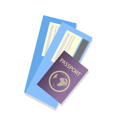 Passport with tickets vector illustration isolated on background. Concept icons travel and tourism.