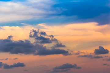 Hot weather, clouds look colorful before sunset.