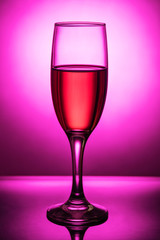 Glass with rose wine