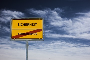 TERRORISMUS - SICHERHEIT - Bilder mit Wörtern aus dem Bereich Extremismus, Wort, Bild, Illustration