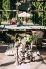 Candles with decor and flowers