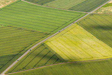 Vue aérienne de champs en Eure-et-Loir en France