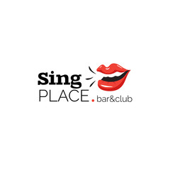 Logo with lips for bar and karaoke club. 