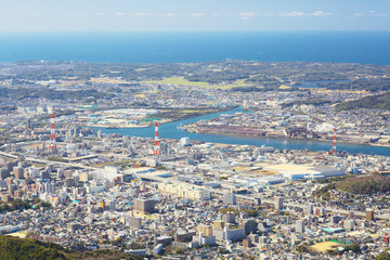 Fototapeta premium View of Kitakyushu City from Mt. Sarakura