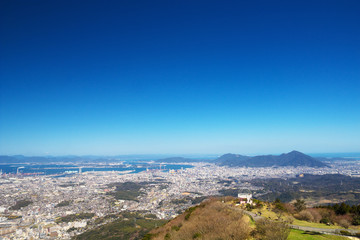 Fototapeta na wymiar View of Kitakyushu City from Mt. Sarakura