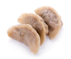 Japanese gyoza on white background