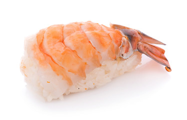 CloseUp Shrimp sushi isolated on white background