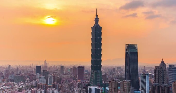 Taiwan taipei 101 sunset timelapse