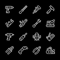 Fototapeta premium Set line icons of electric and hand tool