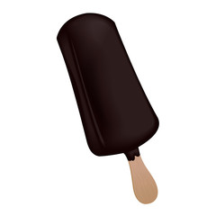 Chocolate Ice Cream On a Stick. Vector Mockup Template