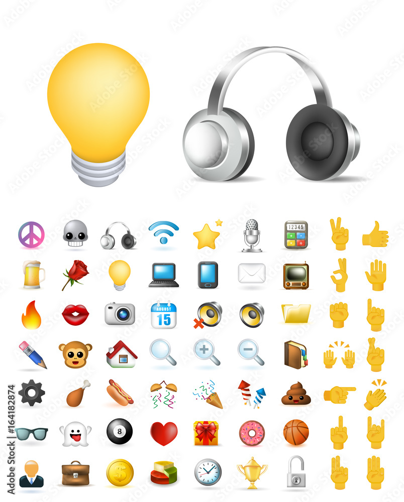Poster set of realistic cute elegant multimedia and interface icons on white background . isolated vector i