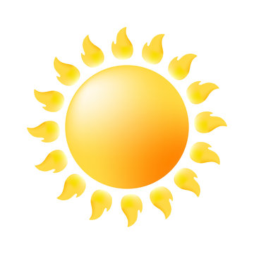 Cute Sun Icon on White Background . Isolated Vector Illustration 