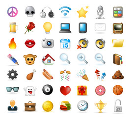 Set of Realistic Cute Elegant Multimedia and Interface Icons on White Background . Isolated Vector Illustration 