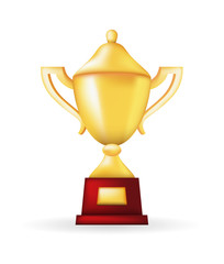 Cute Trophy Icon on White Background . Isolated Vector Illustration 