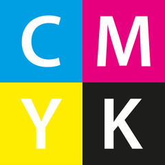 Simple vector cmyk color sample, background with cyan, magenta, yellow and black color