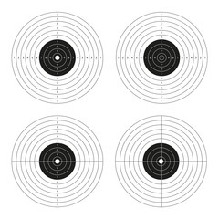 Vector set of shooting targets, blank pistol template for printing isolated on white background