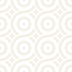 Vector seamless geometric pattern composed with circles and lines. Modern stylish rounded stripes texture. Repeating abstract background
