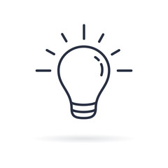 Pictograph of light bulb. Lamp line icon on white background.