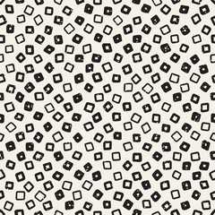 Hand drawn black and white ink abstract seamless pattern. Vector stylish grunge texture. Monochrome scattered shapes paint brush lines