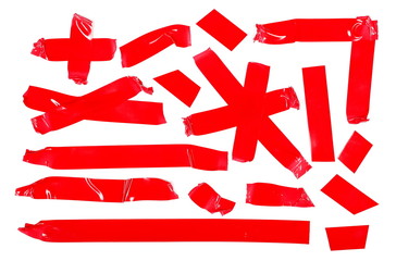 Duct repair tape red set, collection patterns kit isolated