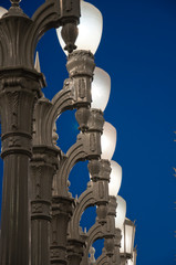 Street light on the background of white sky