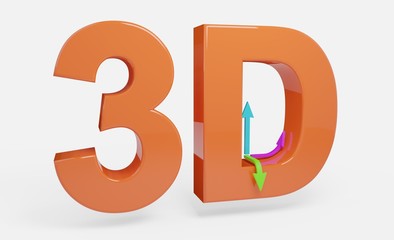 3D text orange with arrows illustration isolated