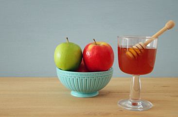 Rosh hashanah (jewish New Year holiday) concept. Traditional symbols