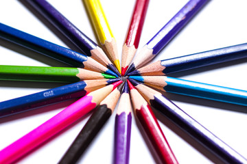 Naklejka premium Color Pencils On Background Close-up