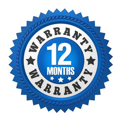 12 Months Warranty Badge Isolated