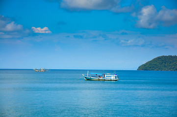 Fototapeta na wymiar Lonely boat in beautiful seascape