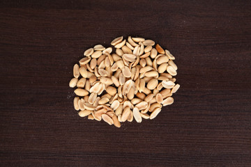 Peanuts on a dark background