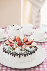 Tasty strawberry cream cake